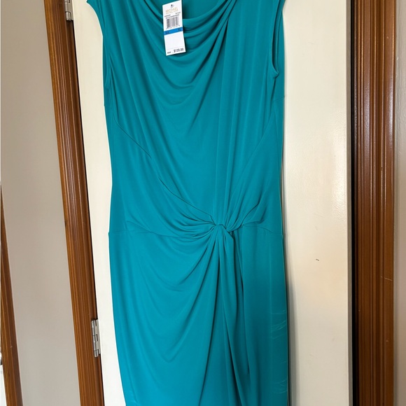 🌟NWT🌟Michael Kors Teal Draped Midi Dress - Picture 2 of 4